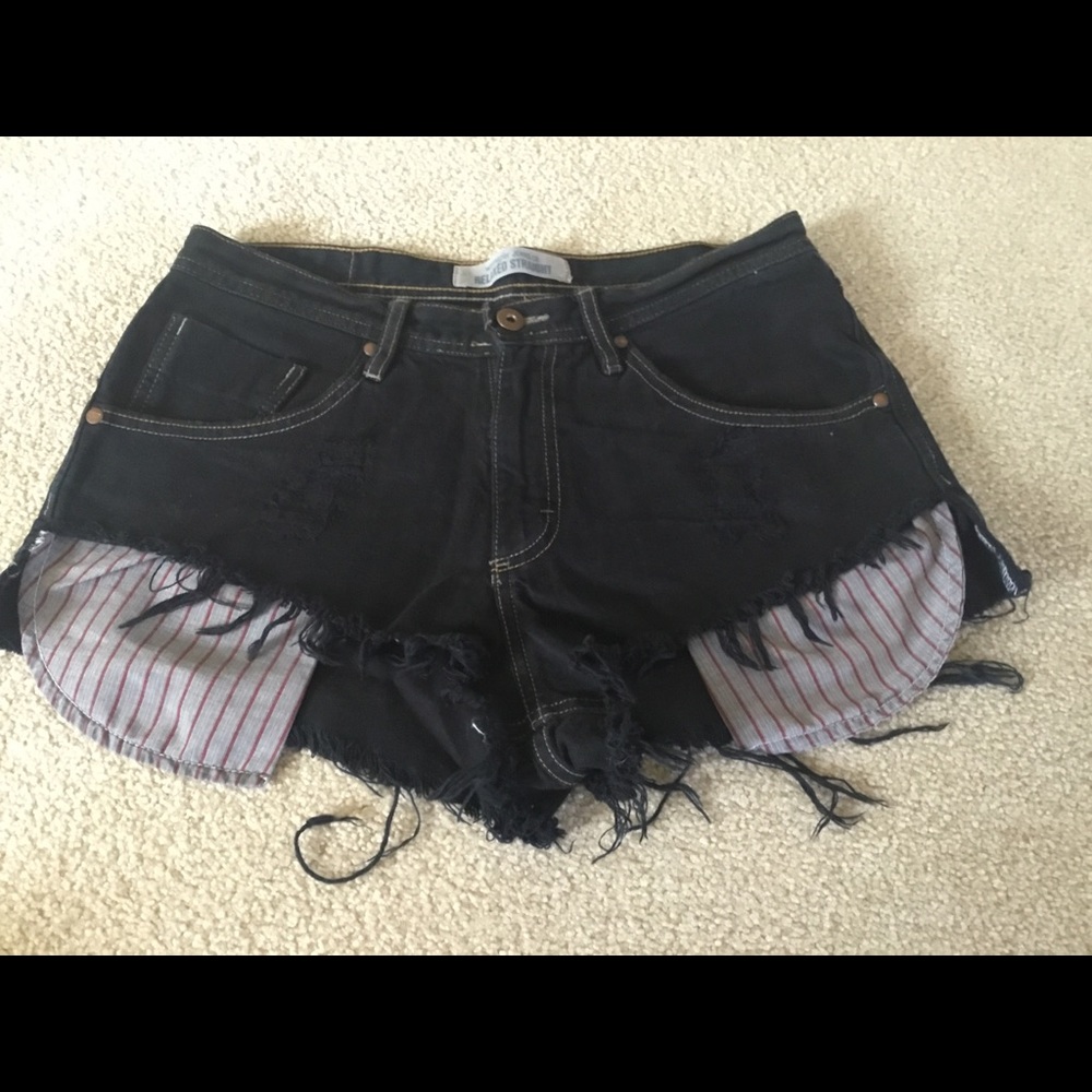 WRANGLER DENIM JEAN SHORTS DISTRESSED BLACK